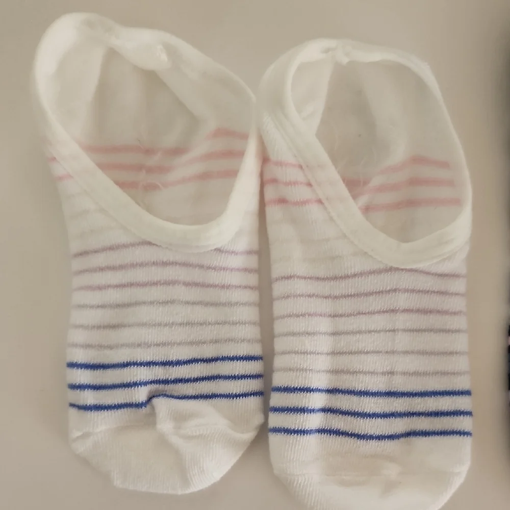 UNBRANDED Striped Ankle Socks Set Of 3 Multicolor & No Show Socks Set Of 3